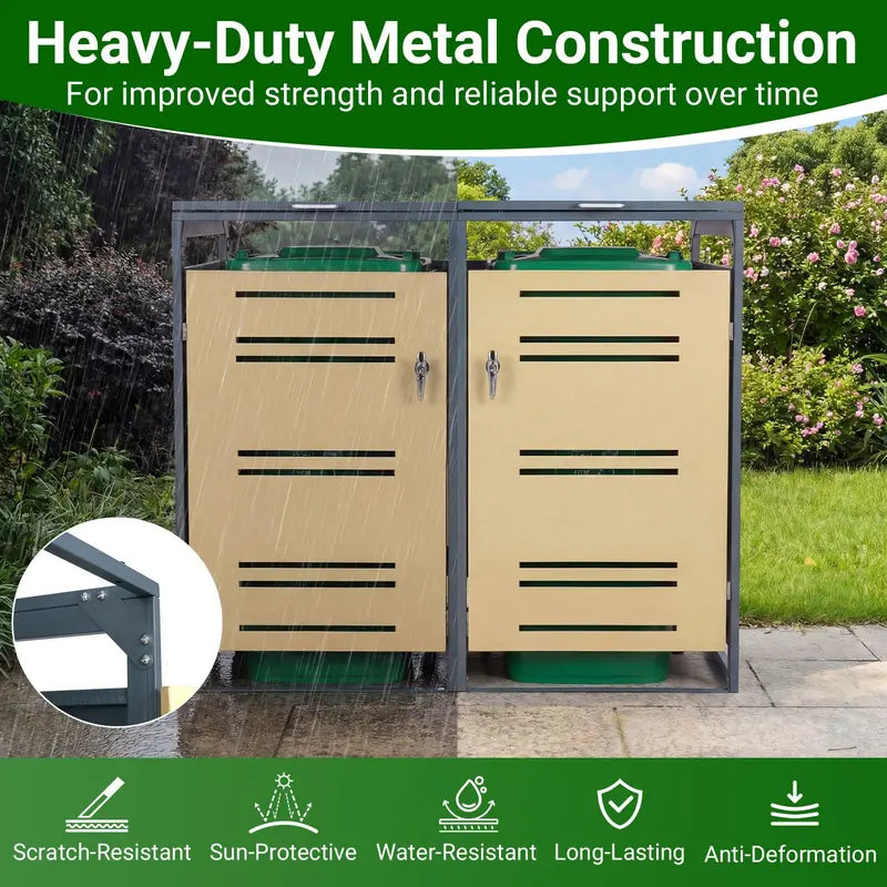 52″ x 32″ x 46″ Weather-Resistant Outdoor Trash Can Enclosure