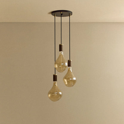 Triple Pendant in Walnut + Voronoi II