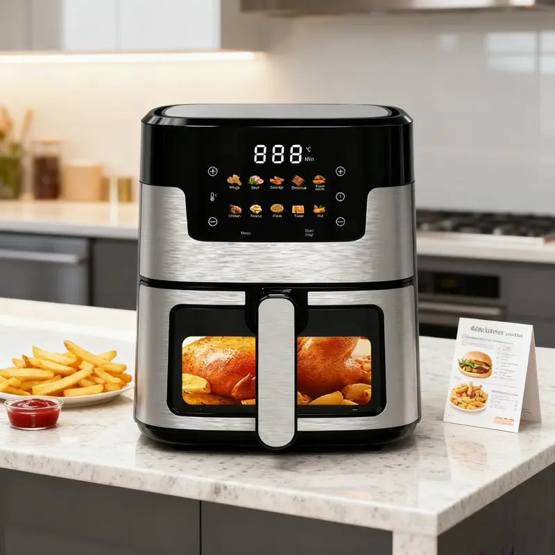 5L Touchscreen Smart Air Fryer  Premium Stainless Steel Design