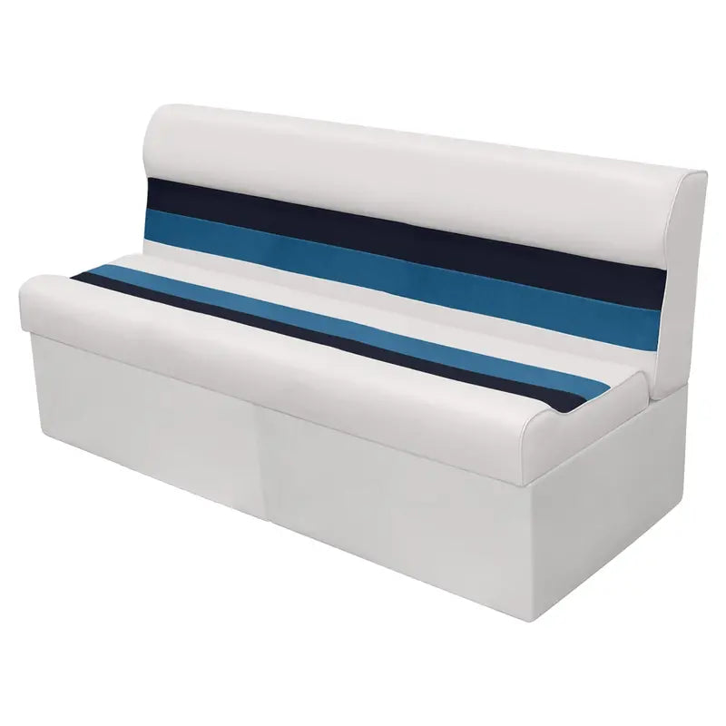 Wise 8WD106-1008 Deluxe Series Pontoon 55 In. Boat Bench Seat and Backrest Cushion Set Only, Color: White, Navy and Blue