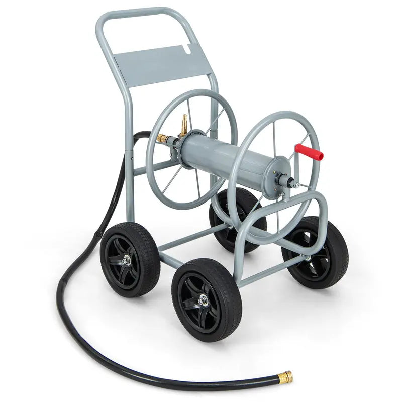 Heavy-Duty Garden Hose Reel Cart with Non-Slip Crank & 4 Solid Wheels