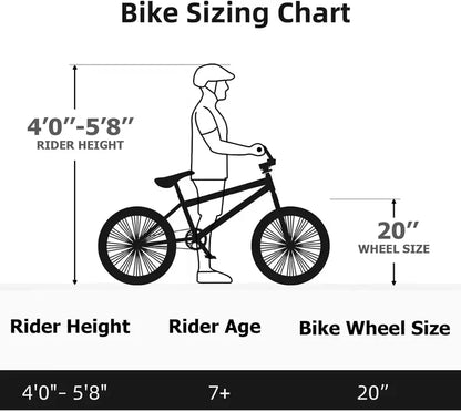 WEIZE 20″ Freestyle BMX Bike  Stunt-Ready Steel Frame, 360° Rotor Hub & Durable Build for Riders of All Ages
