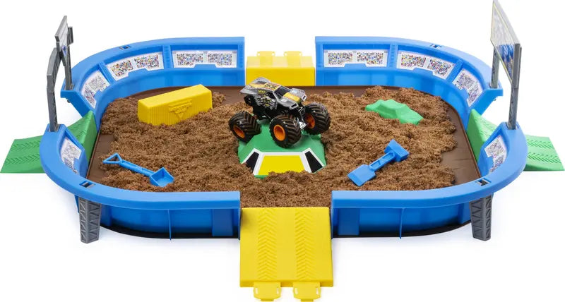 Monster Jam, Monster Dirt Arena 24-inch Playset with 2lbs of Monster Dirt and Exclusive 1:64 Scale Die-Cast Monster Jam Truck