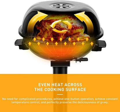 1600W Indoor/Outdoor Electric Barbecue Grill  Portable, Double-Layer Design, Detachable Grilling Surface (Black)