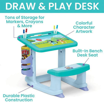 Delta Children Bluey 3-Piece Toddler Room Set: Desk, Art Station, Toy Box
