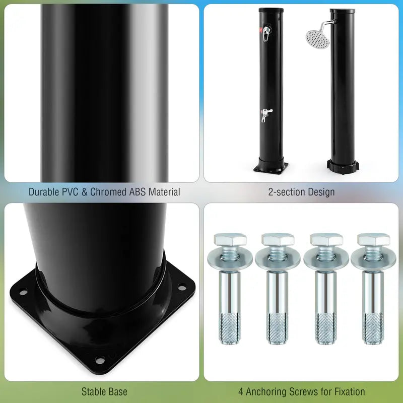 10-Gallon Freestanding Solar Outdoor Shower  7.2 FT Height with Rotating Head