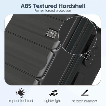 Lightweight 3-Piece Hardshell Spinner Luggage Set — 20/24/28 Inch (Wide Cross Stripe Design)