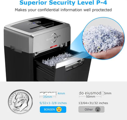 Commercial Cross-Cut Paper Shredder  24-Sheet Capacity, 40-Min Continuous Run, P-4 Security Level
