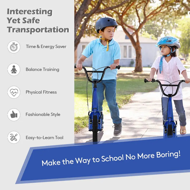 Dual-Purpose Kick Scooter  Lightweight Carbon Steel Frame for Kids and Adults
