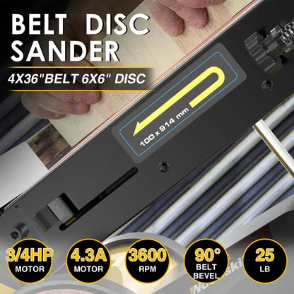 Woodskil 4.3A 4 x 36-Inch Belt & 6-Inch Disc Sander Combo Tool