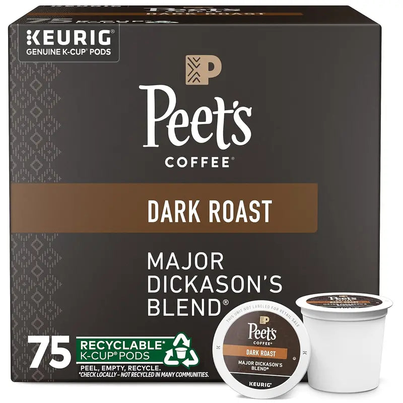 Peet’s Major Dickason’s Blend Dark Roast K-Cup Pods, 75 Count, 100% Arabica for Keurig