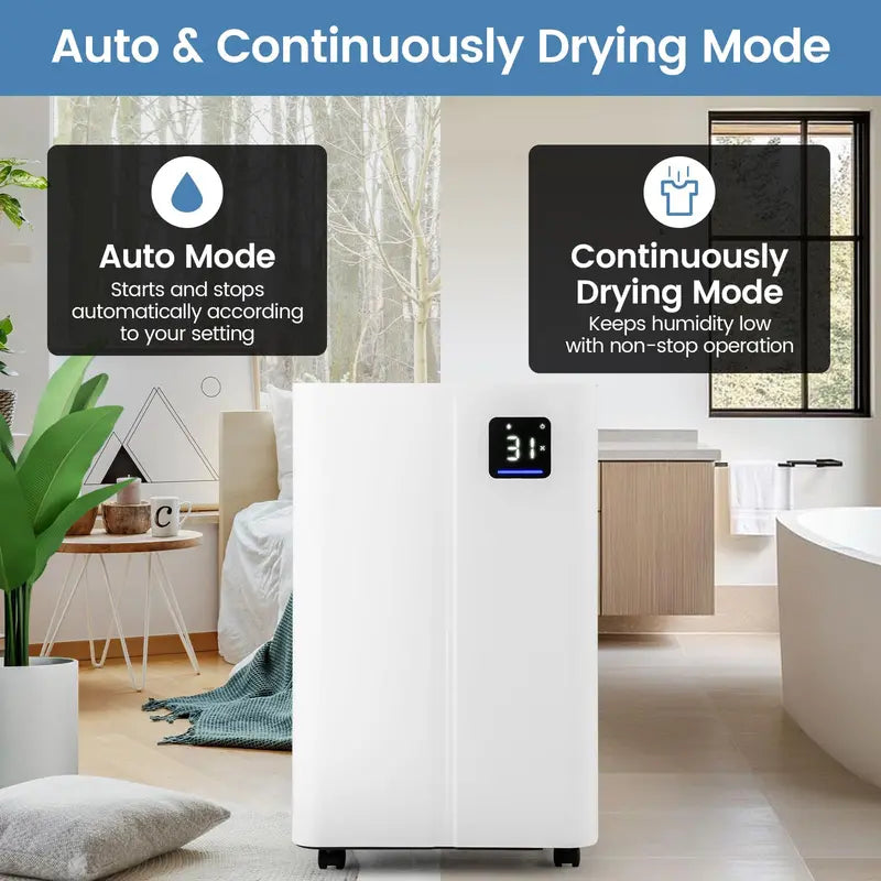 54-Pint Quiet Basement Dehumidifier  4-Liter Tank, Three Operating Modes & Programmable Timer