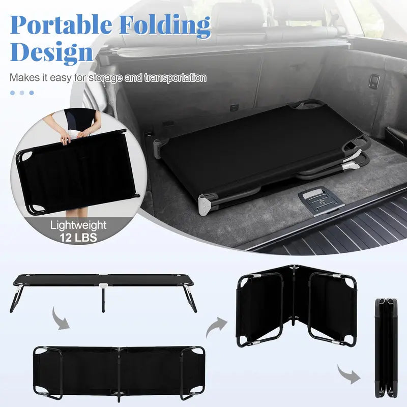 Heavy-Duty Foldable Camping Cot with Non-Slip Feet for Adults & Kids