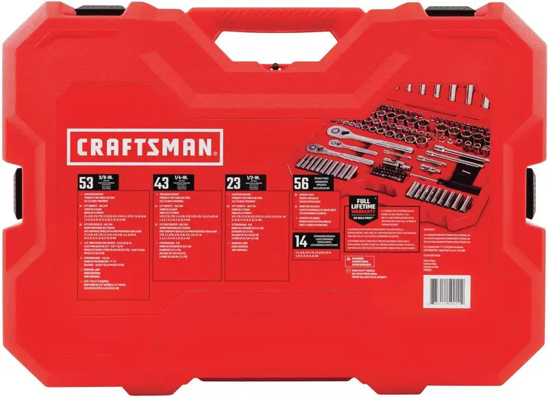 CRAFTSMAN 189-Piece Mechanics Tool Set  Includes 1/4″ and 3/8″ Drive Ratchets, Sockets, and Accessories (CMMT12134)