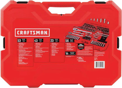 CRAFTSMAN 189-Piece Mechanics Tool Set  Includes 1/4″ and 3/8″ Drive Ratchets, Sockets, and Accessories (CMMT12134)