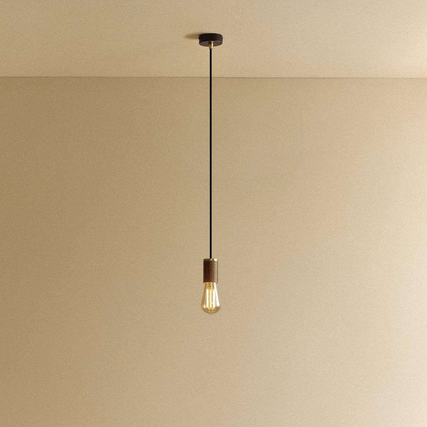 Squirrel Cage Pendant Light in Walnut