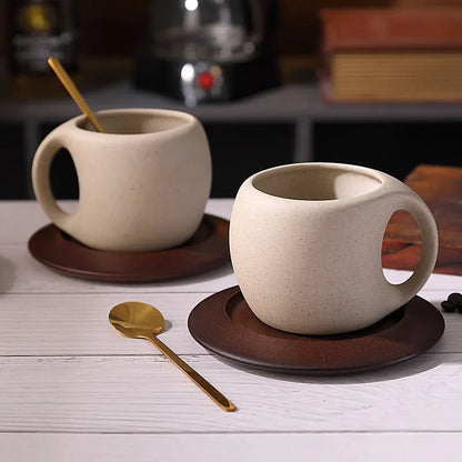 Minimalist Ceramic Espresso Set  250ml Mug, Saucer & Spoon Included
