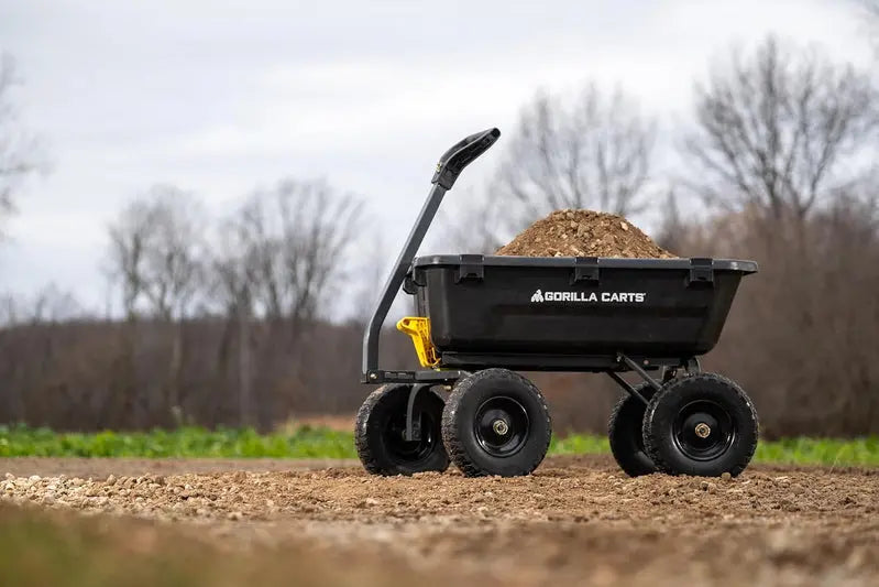 7-Cubic-Foot Heavy-Duty Poly Dump Cart  No-Flat Tires, 1200-Lb Capacity, Black