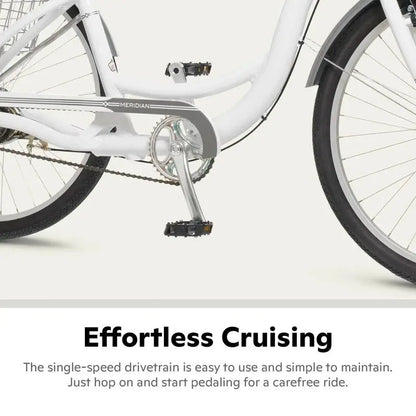Schwinn Meridian Adult Tricycle  26-Inch Cruiser with Low-Step Frame, Wide Seat, and Rear Folding Basket