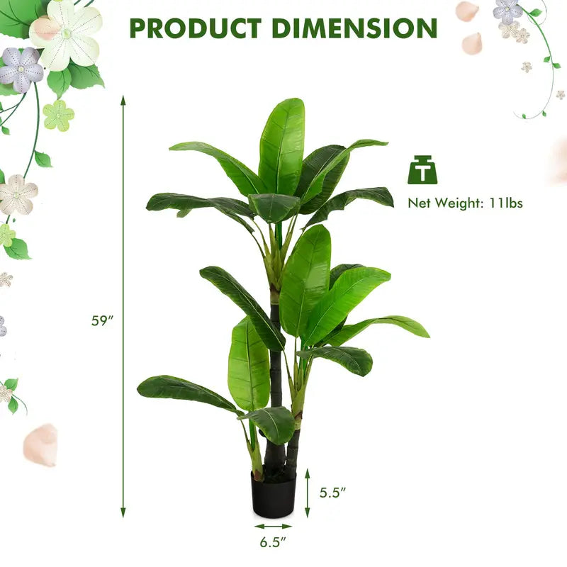 5-Foot Artificial Bird of Paradise Plant with Lifelike Tropical Foliage