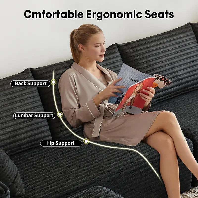Cloud Modular L-Shaped Sectional Sofa  107.5-Inch Minimalist Corner Lounge with Deep Seating