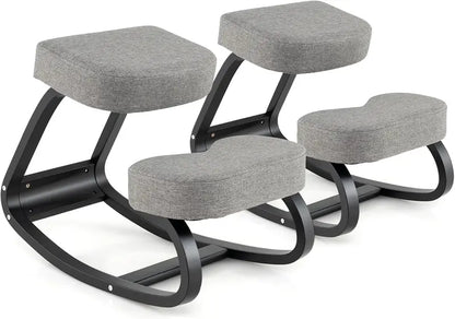 Ergonomic Kneeling Office Chair  Upright Posture Support with Cushioned Seat and Knee Pads (Gray/Black)