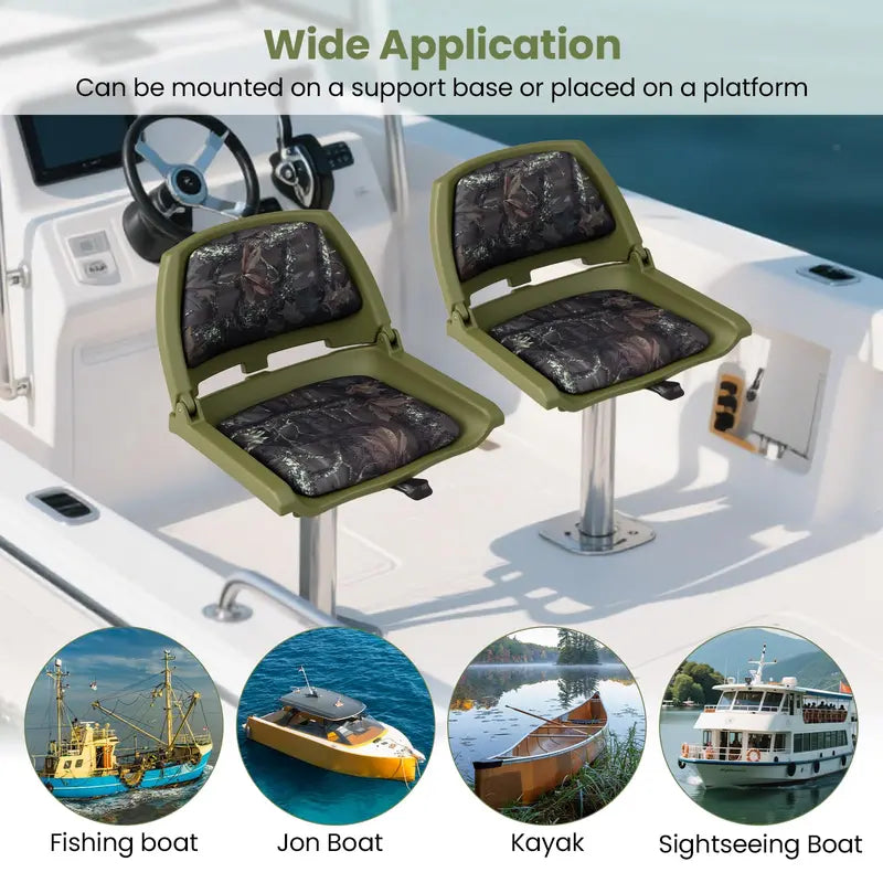 Low-Profile Molded Fishing Boat Chair  Marine-Grade PVC Cushion, Low-Back Design