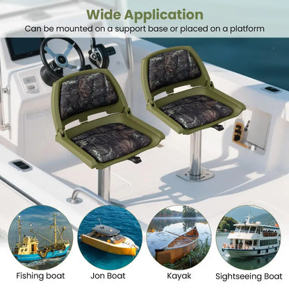 Low-Profile Molded Fishing Boat Chair  Marine-Grade PVC Cushion, Low-Back Design