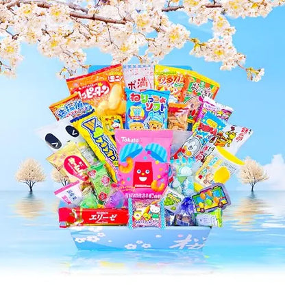 Sakura Box 30-Piece Japanese Snacks & Candy Dagashi Gift Set
