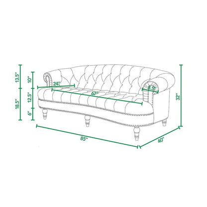 La Rosa 84-Inch Mid-Century Velvet Chesterfield Sofa  Tufted & Upholstered