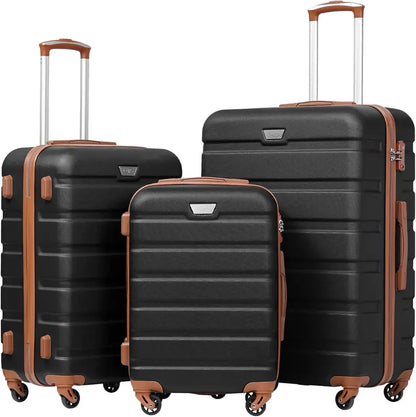 Coolife 3-Piece Lightweight Spinner Luggage Set  Hardshell Suitcases with TSA Locks