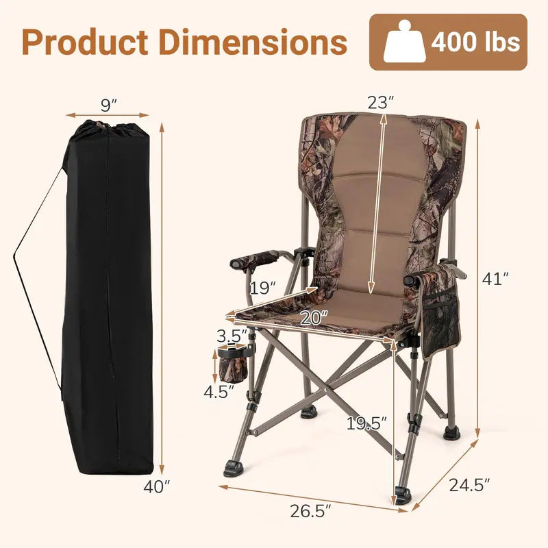 Heavy-Duty Lawn Chair  400 lb Capacity with Padded Armrests & Removable Covers
