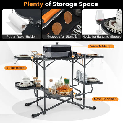 Folding Aluminum Camping Cooking Table  Compact Outdoor Grill and Prep Station