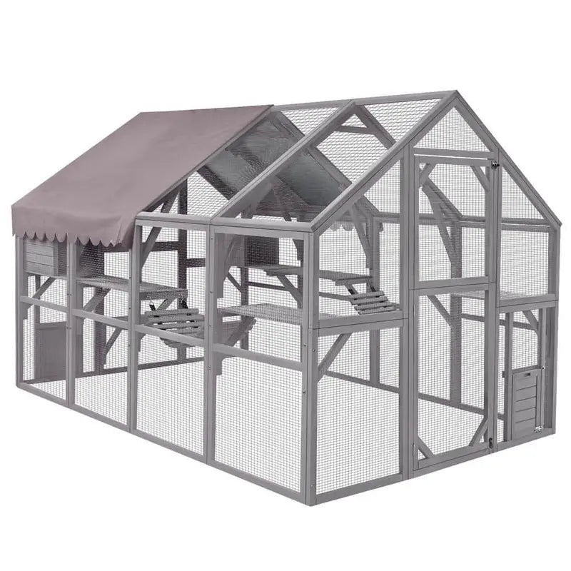 Morgete Luxury Outdoor Cat House: Spacious 56.54ft² Enclosure with Platforms & Weatherproof Cover