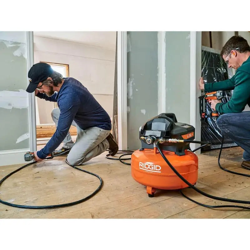 6-Gallon Electric Pancake Air Compressor Combo  Includes 18GA Brad Nailer, 16GA Finish Nailer & 18GA Stapler (R69603FK)
