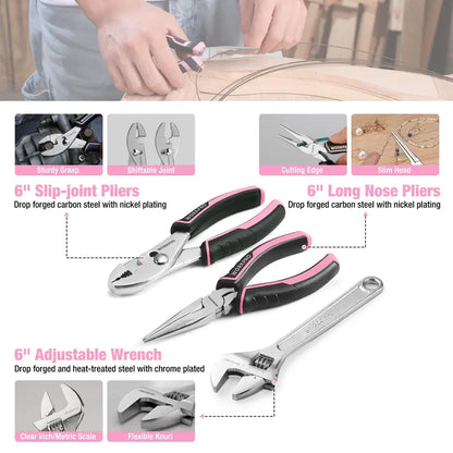 WORKPRO Complete Household Tool Set  258 or 284 Pieces, Pink Ribbon Design