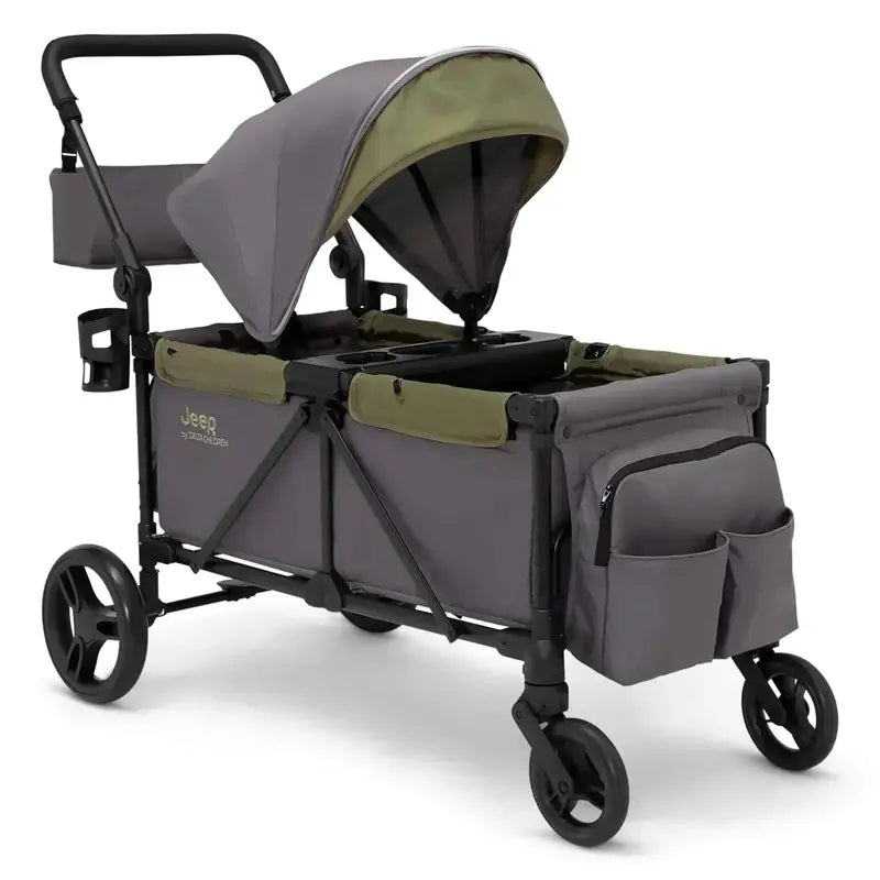 Delta Children Jeep Sport All-Terrain Stroller Wagon  Includes Canopy & Parent Organizer