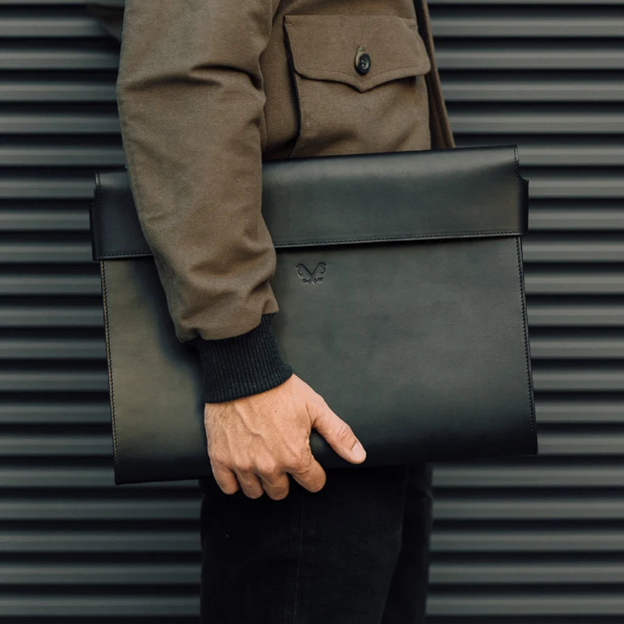 Large Folio - Black Leather