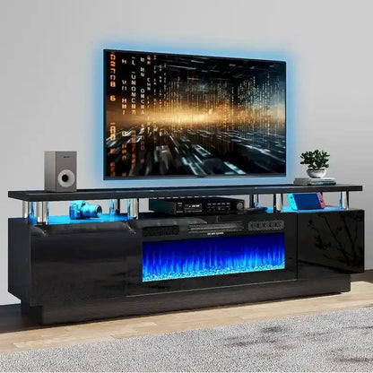70-Inch TV Stand with Electric Fireplace  36-Inch Flame Effect & Customizable Shelving