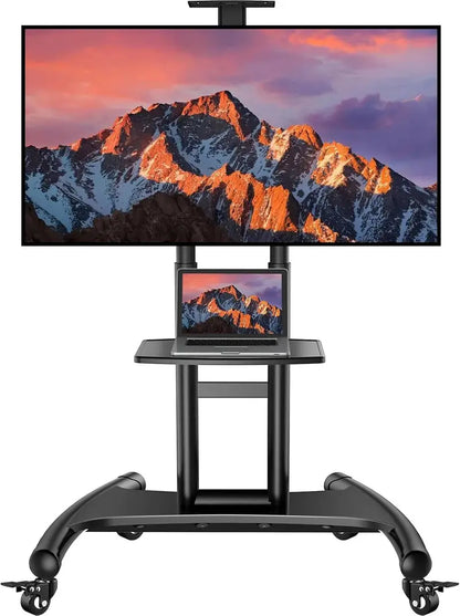 Height-Adjustable Rolling TV Cart  Mobile Floor Stand for 3282″ Screens, Supports Up to 100 lbs, VESA-Compatible (600x400mm)