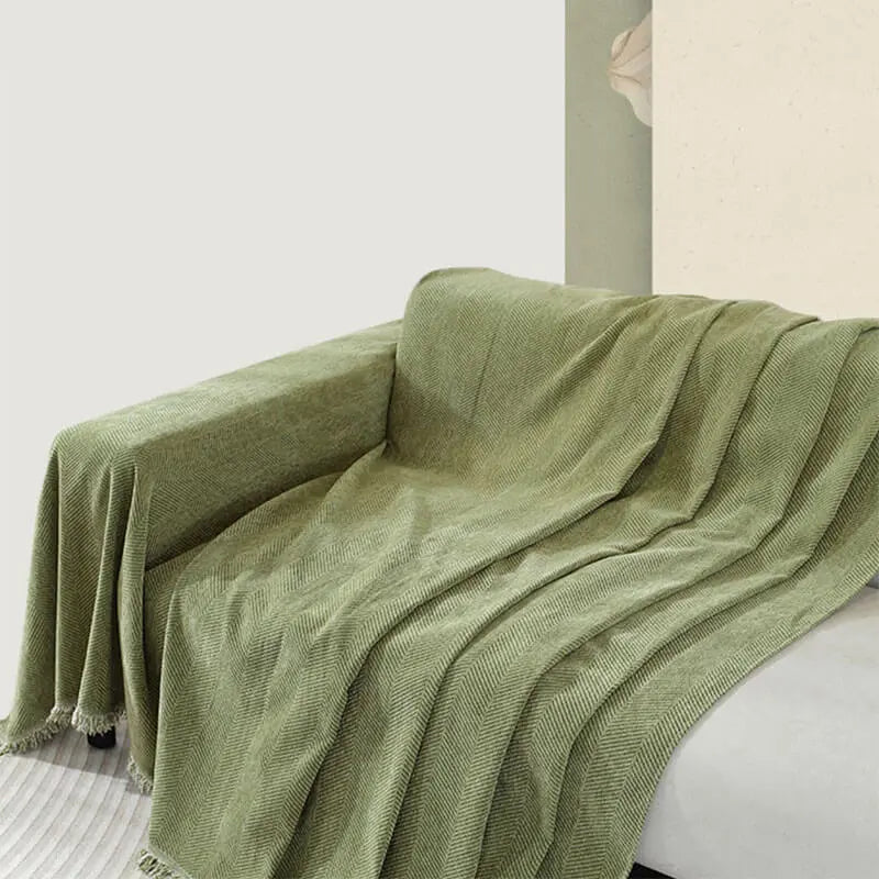 Decorative Sofa Throw Blanket  Patterned Design with Boho Tassel Trim