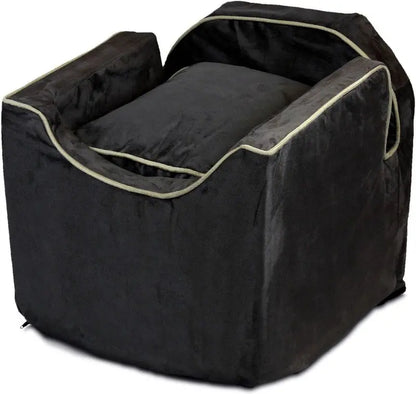 Lookout I Dog Booster Seat  Elevated Pet Car Seat for Small Dogs (515 lbs), Black Diamond Fabric with Washable Cover