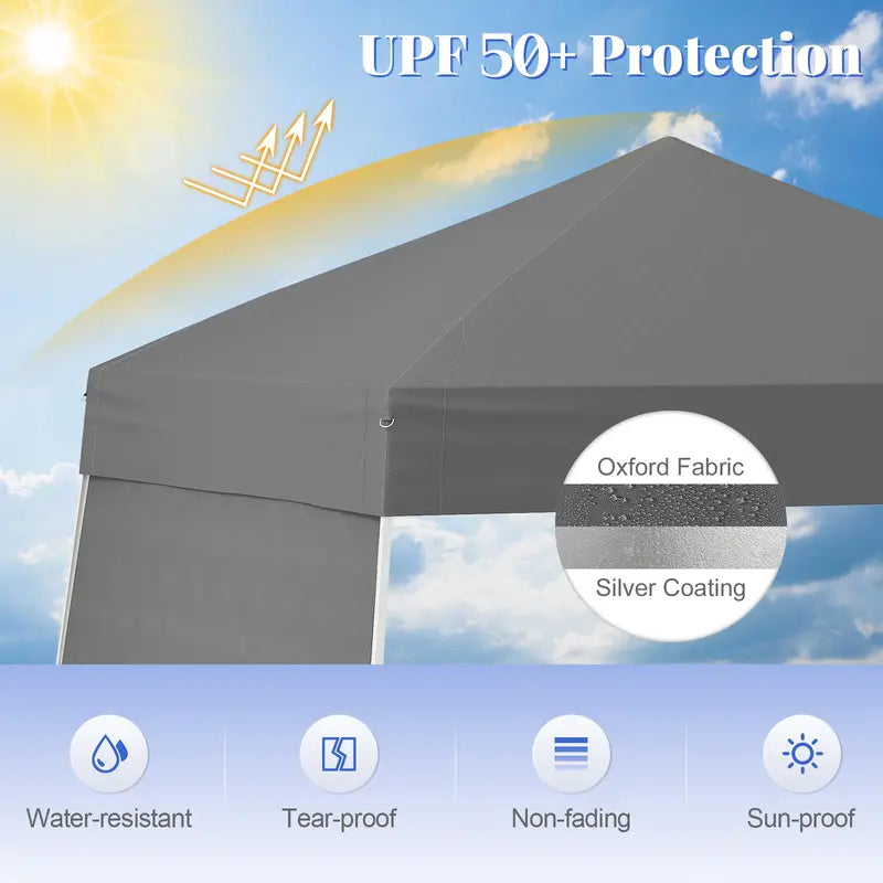 9.2′ x 14′ Pop-Up Canopy Tent  UPF50+ Outdoor Shelter with Two Sidewalls & Adjustable Slant Legs