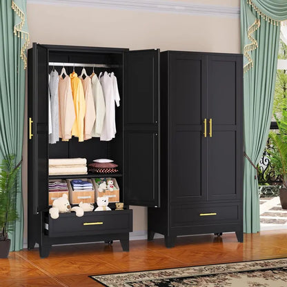 Industrial-Style Steel Armoire — 71-Inch Metal Clothing Storage Cabinet