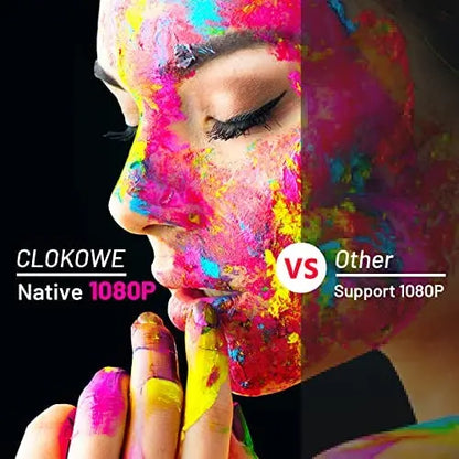CLOKOWE Portable Bluetooth Projector  1080P HD, 9600 Lumens, 5G WiFi, 4K Support & Dolby Audio