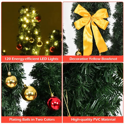 Artificial Cactus-Themed Christmas Tree with Integrated LED Lights and Decorative Ball Ornaments