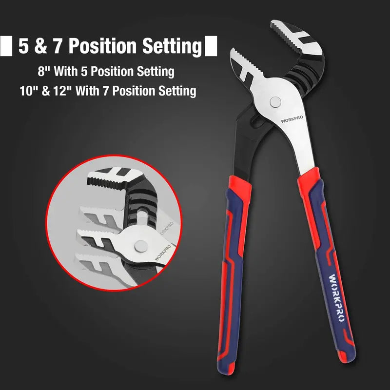 WORKPRO 3-Piece Adjustable Groove Joint Pliers Set