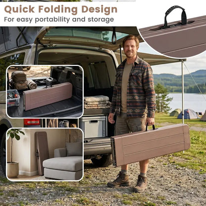 Lightweight Folding Bench  6-Foot Plastic Portable Seat with Carry Handle for Outdoor Use