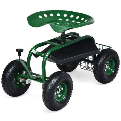 Compact Gardening Scooter Wagon with Wheels for Lawn and Patio Tasks