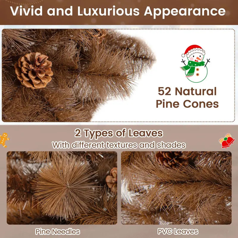 6-Foot Chocolate-Tone Christmas Tree  493 Realistic PVC Pine Needles with Lifelike Tips
